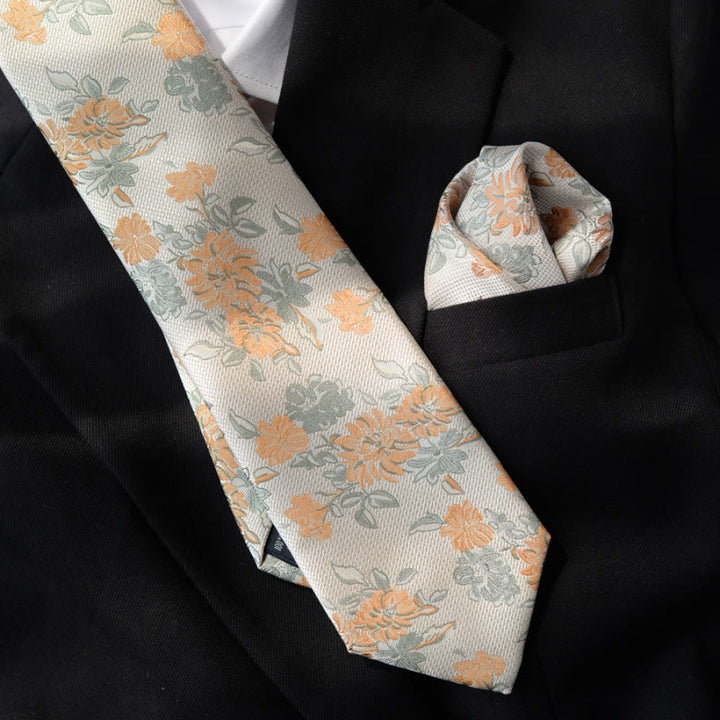 Caja de regalo con 5 pajaritas beige para hombre con estampado floral - image 2