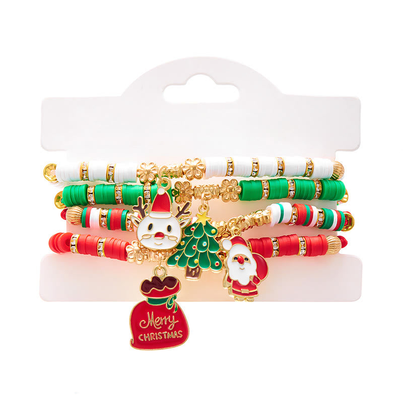 4 pulseras navideñas de cerámica suave tejida de colores - Estilo n.º 1 - image 1
