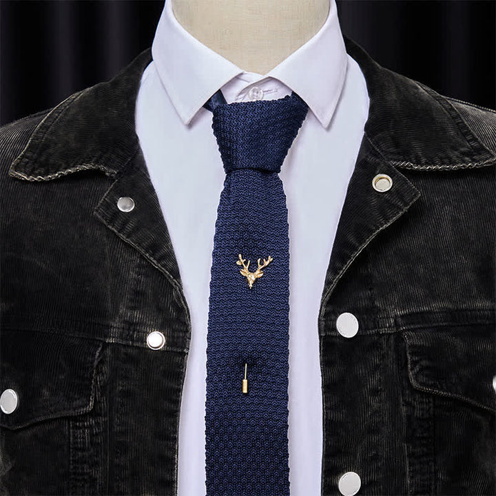 Corbata de punto para hombre, estilo festival, con broche de ciervo. - image 9