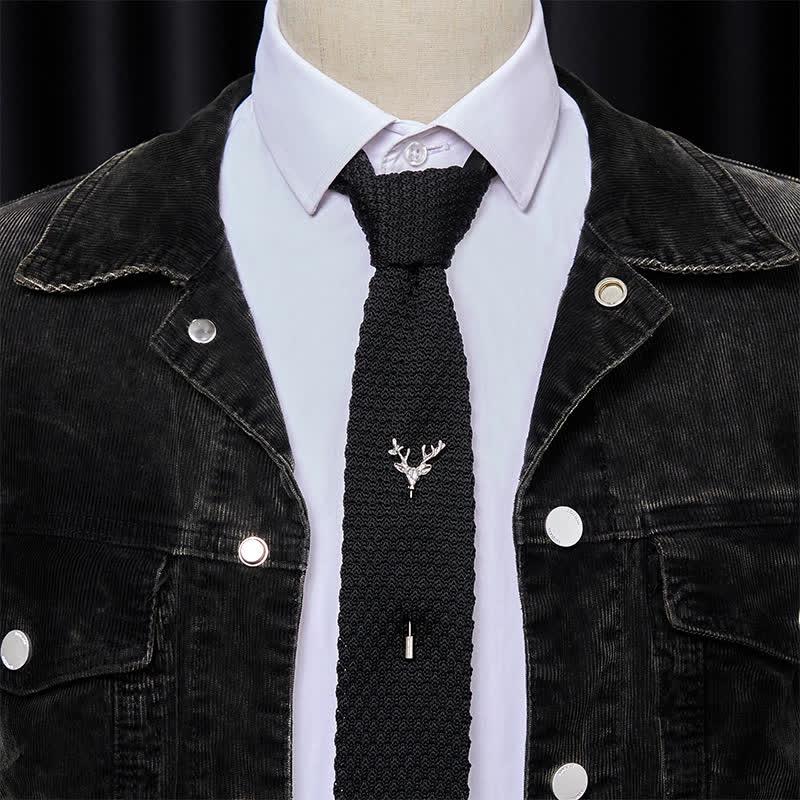Corbata de punto para hombre, estilo festival, con broche de ciervo. - image 7