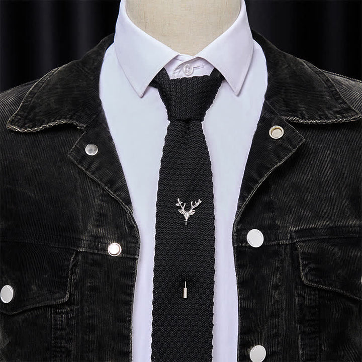 Corbata de punto para hombre, estilo festival, con broche de ciervo. - image 7