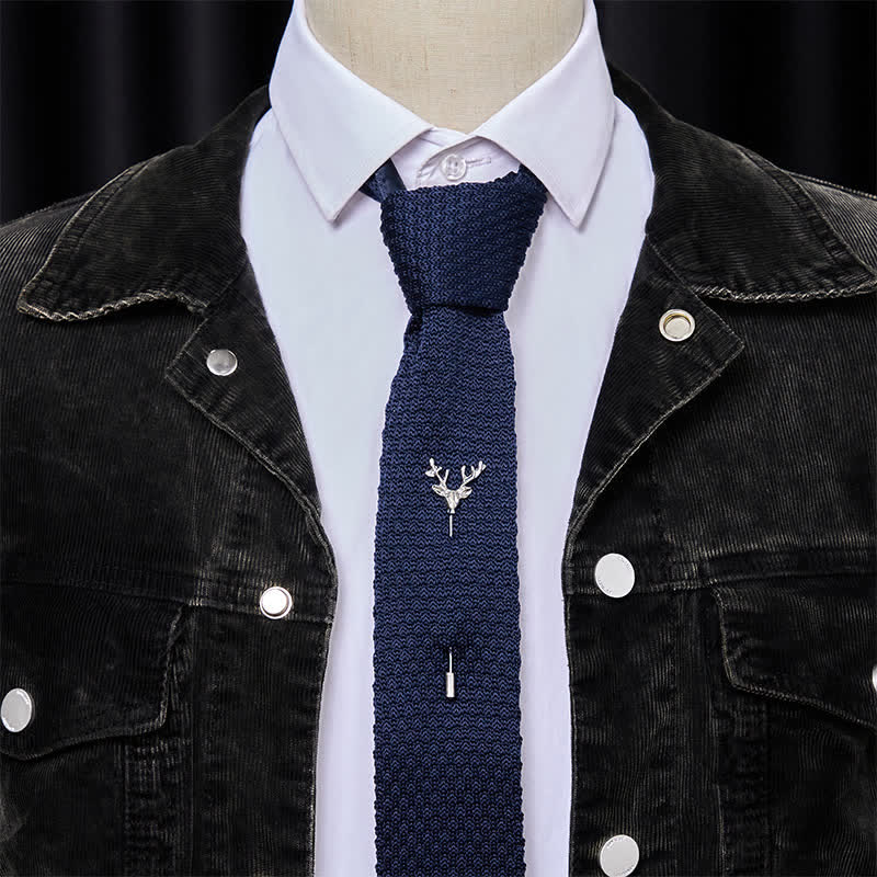 Corbata de punto para hombre, estilo festival, con broche de ciervo. - image 12