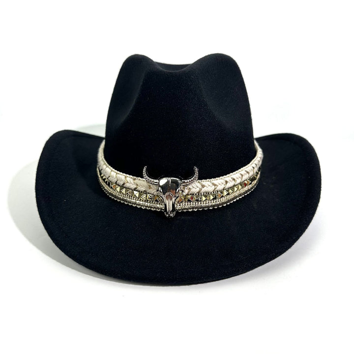 Sombrero vaquero de estilo western para hombre con ala ancha y cinturón metálico - image 1