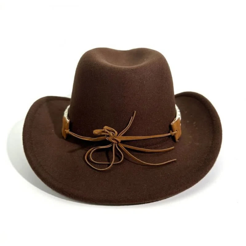 Sombrero vaquero de estilo western para hombre con ala ancha y cinturón metálico - image 3