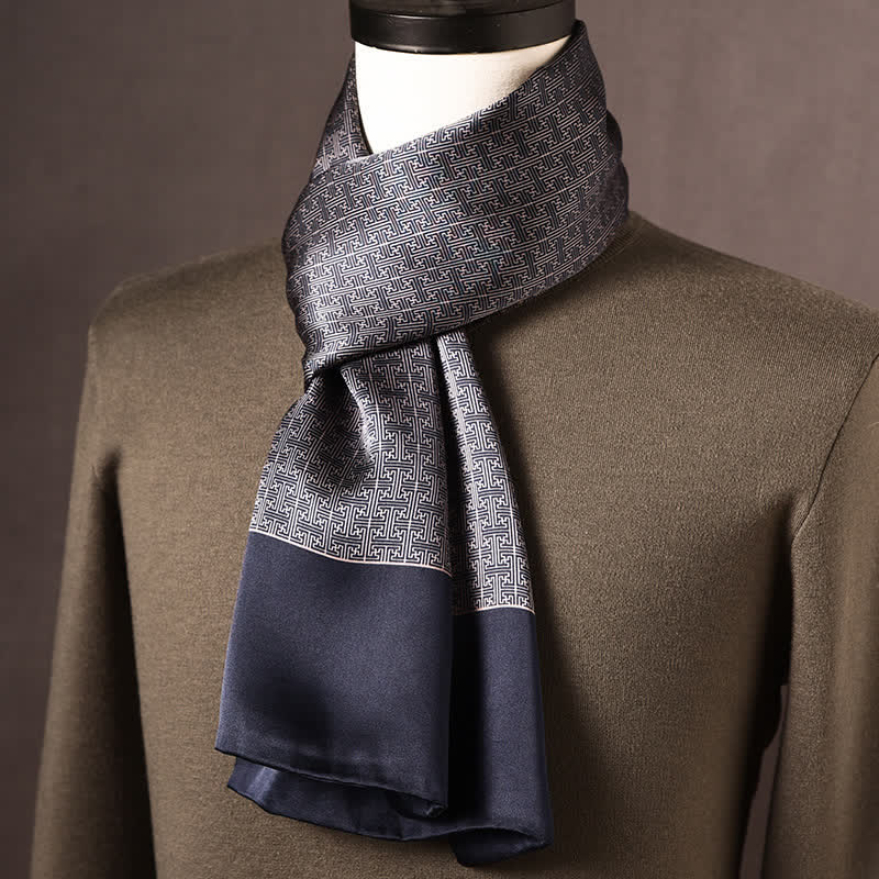 Pañuelo largo de seda pura de estilo étnico retro para hombre - Estilo n.° 6 - image 5