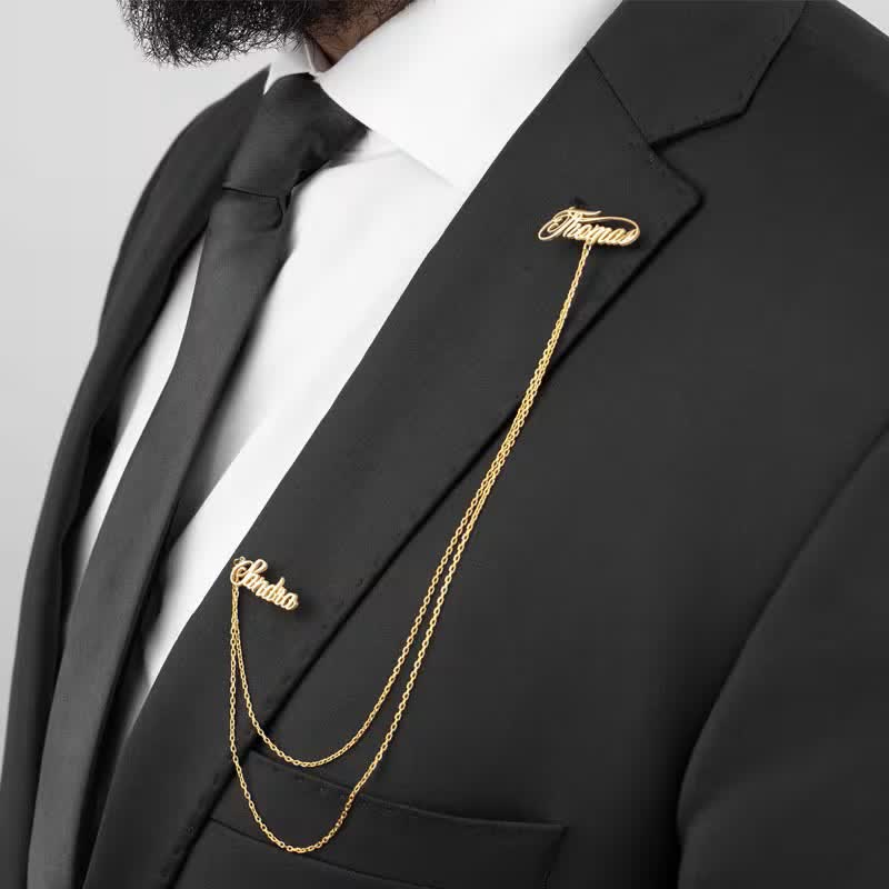 Broche elegante y chic con nombres personalizados y cadena - Oro - image 2