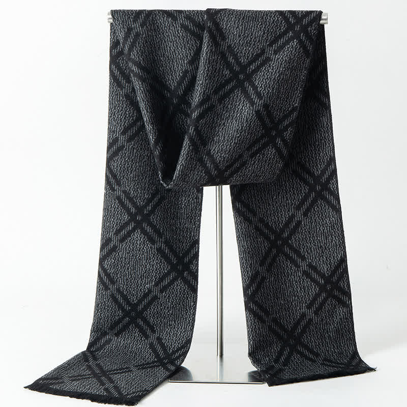 Bufanda larga y cálida para hombre con estampado de cuadros estilo británico - Estilo n.° 12 - image 14