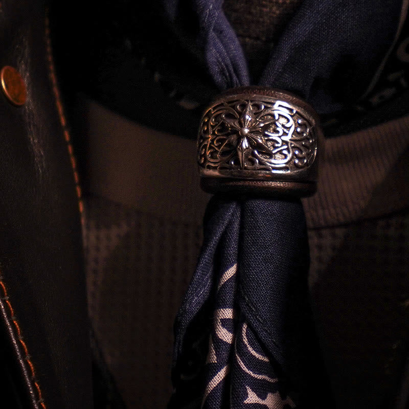 Pañuelo de bolsillo con estampado de anacardos y botón redondo hexagrama - image 4