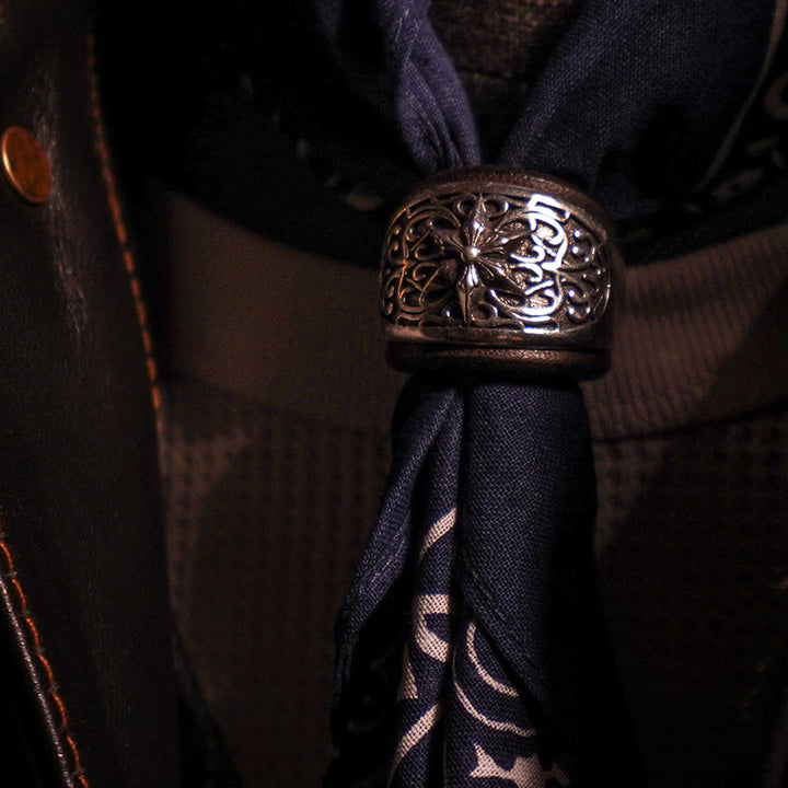 Pañuelo de bolsillo con estampado de anacardos y botón redondo hexagrama - image 4