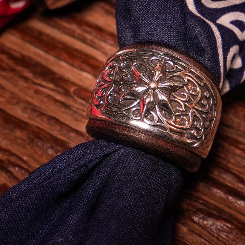 Pañuelo de bolsillo con estampado de anacardos y botón redondo hexagrama - image 0