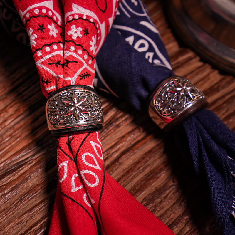 Pañuelo de bolsillo con estampado de anacardos y botón redondo hexagrama - image 5