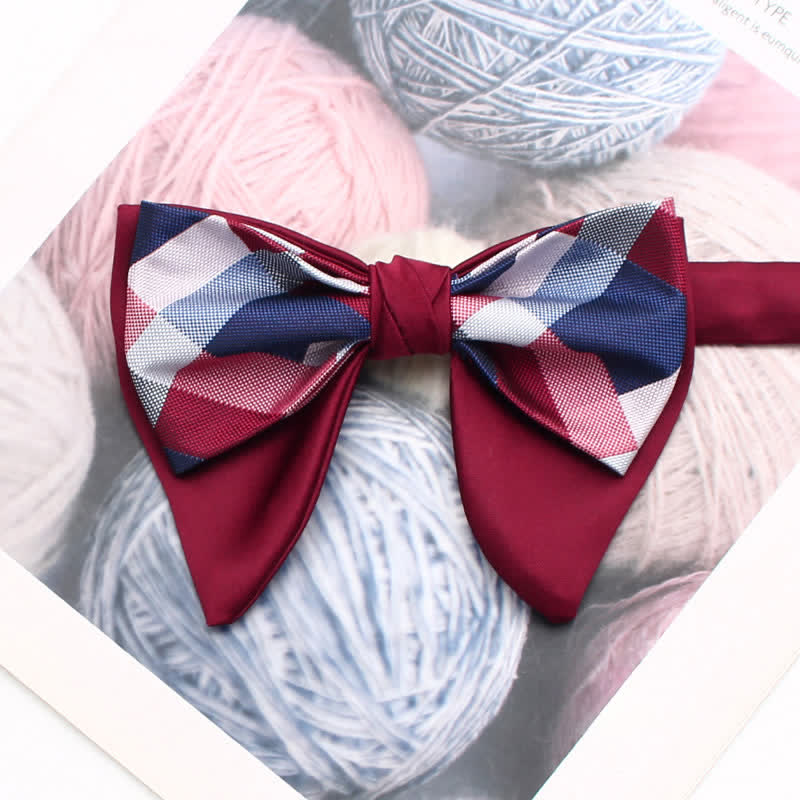 Pajarita de doble capa extragrande con estampado retro y punta fina - Estilo n.º 1 - image 1