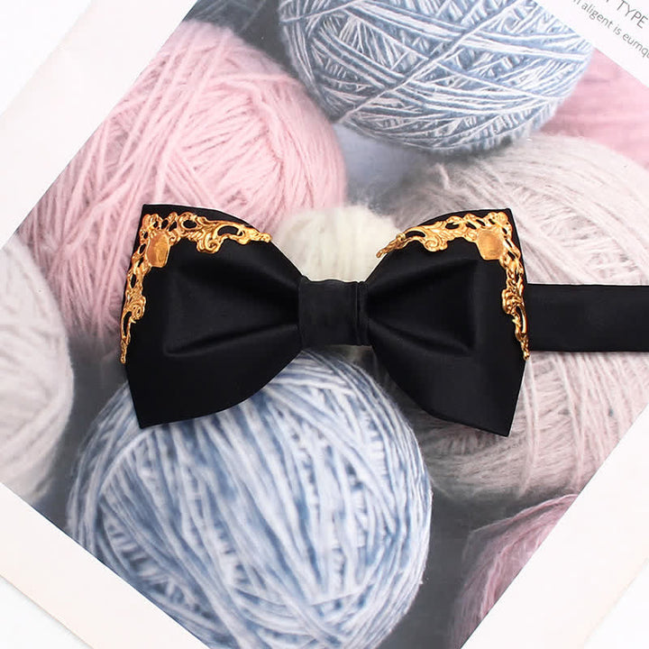 Pajarita de boda con elegante detalle dorado - Negro - image 13