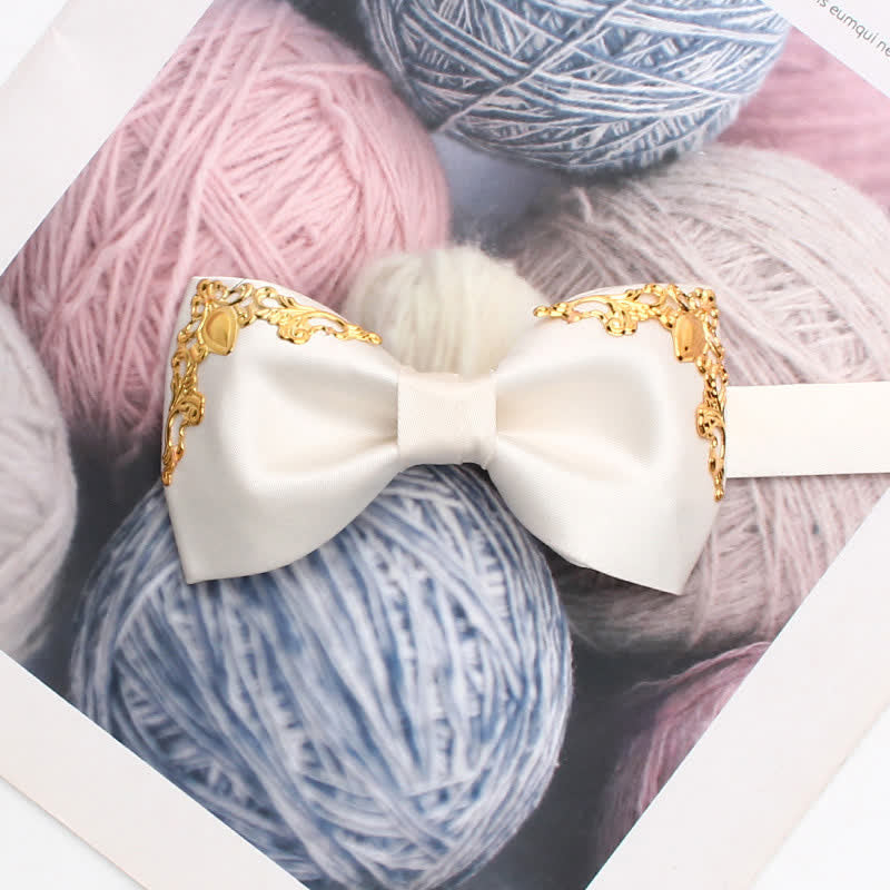 Pajarita de boda con elegante detalle dorado - Blanco - image 5