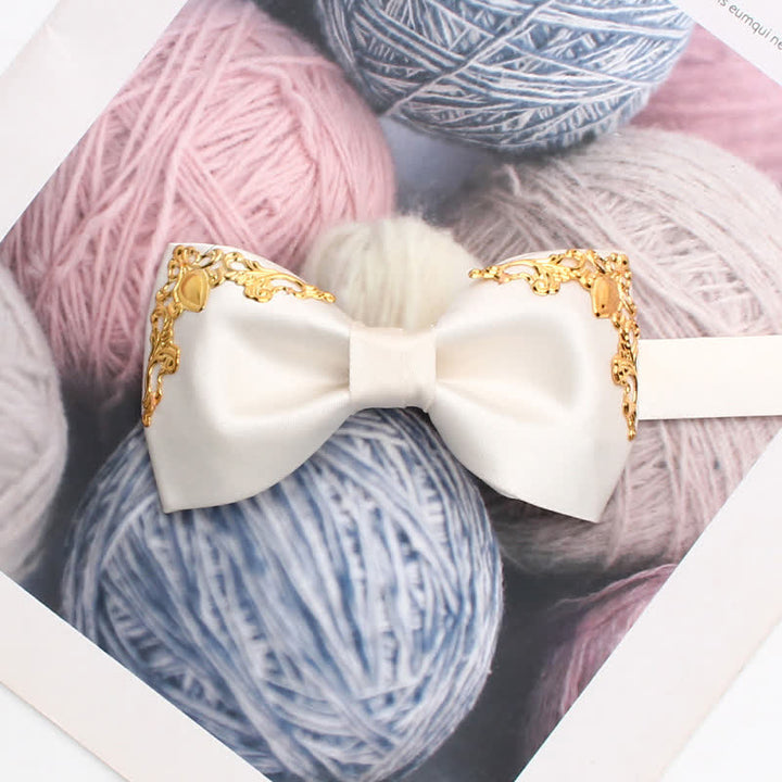 Pajarita de boda con elegante detalle dorado - Blanco - image 5