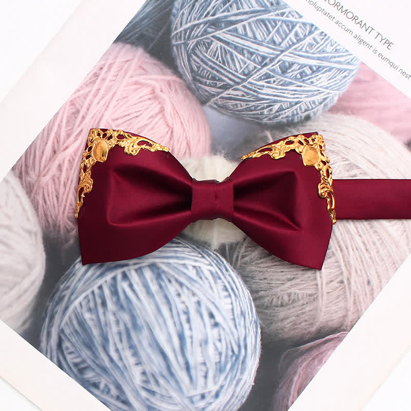 Pajarita de boda con elegante detalle dorado - Vino tinto - image 12