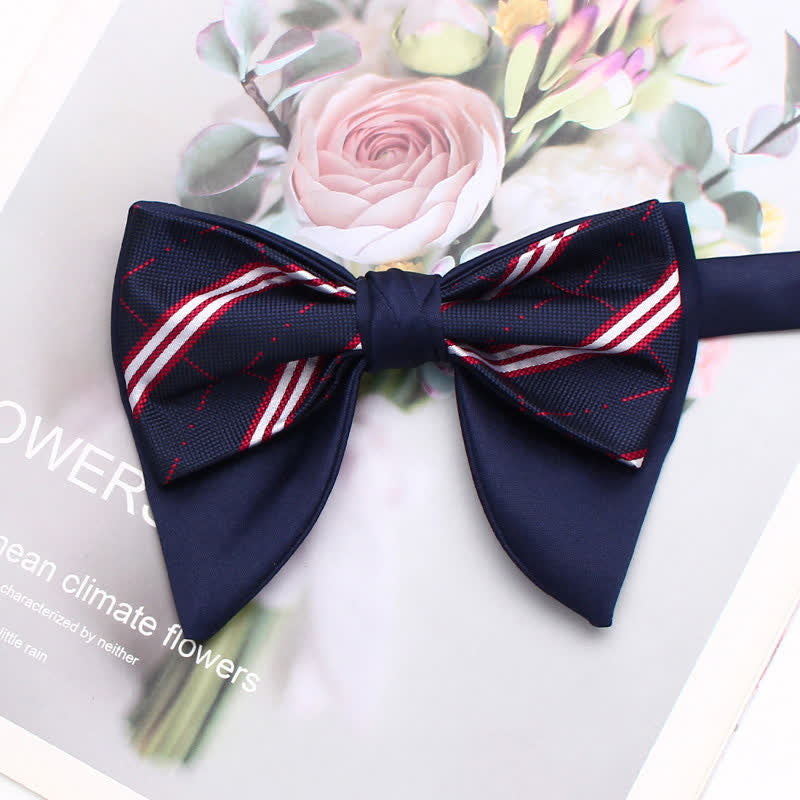 Pajarita de doble capa extragrande con punta, estilo formal a cuadros y rayas - Estilo n.° 16 - image 21