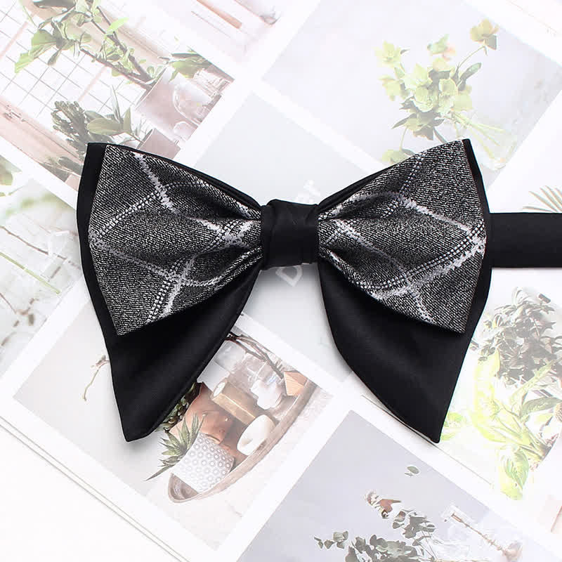 Pajarita de doble capa extragrande con punta, estilo formal a cuadros y rayas - Estilo n.° 9 - image 14