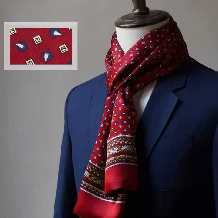 Pañuelo largo de seda pura con estampado formal de doble cara para hombre - Estilo n.° 2 - image 1