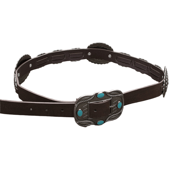 Cinturón de mujer con hebilla turquesa y estampado plateado - image 7