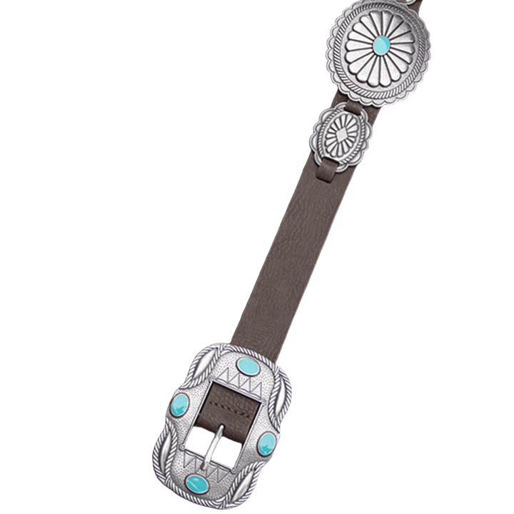 Cinturón de mujer con hebilla turquesa y estampado plateado - image 6