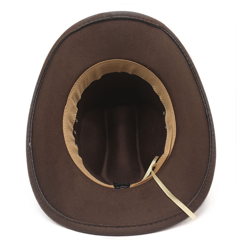 Sombrero vaquero de hombre con cinturón y ala con disco estampado plateado - image 2