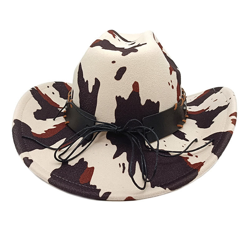 Sombrero vaquero con cinturón de toro de cuernos largos plateado para hombre, estampado de vaca - image 3