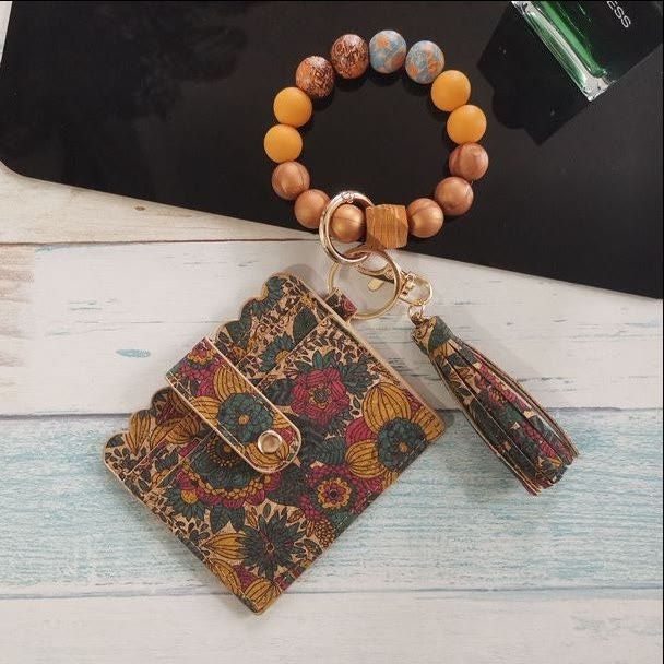 Cartera pulsera con estampado vintage de peces de colores y flores - Estilo n.º 1 - image 0