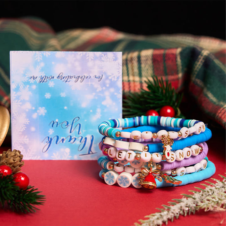 6 pulseras navideñas de copos de nieve con tarjeta de felicitación - 6 piezas - image 0