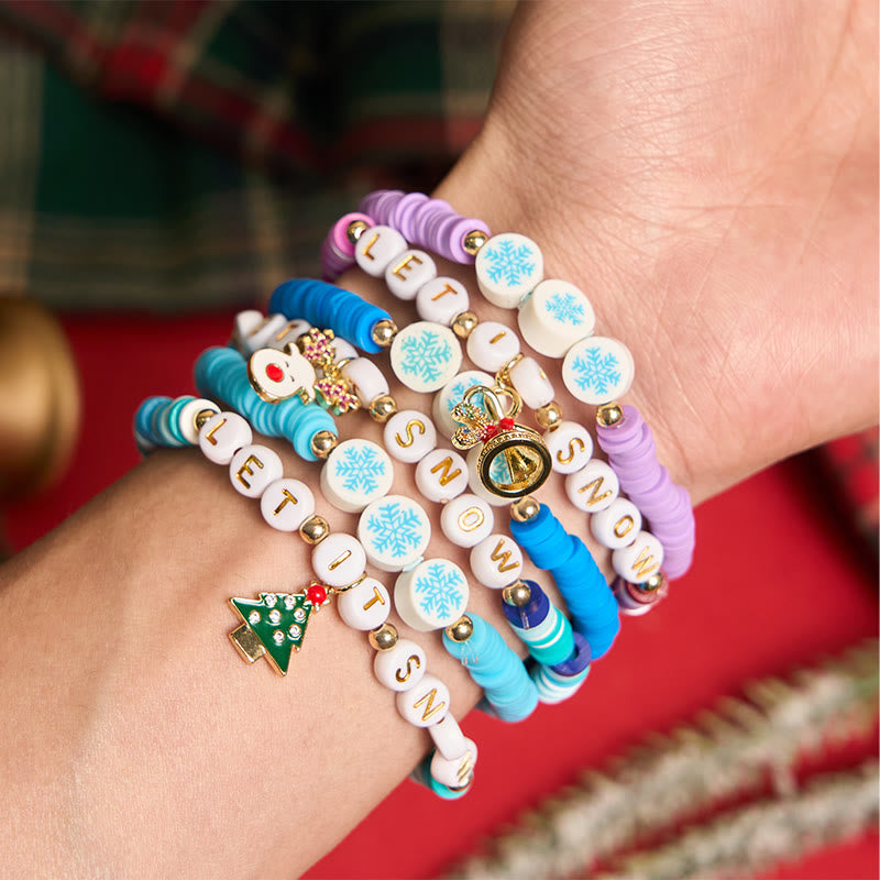 6 pulseras navideñas de copos de nieve con tarjeta de felicitación - image 1
