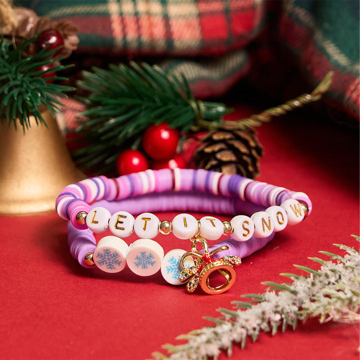 6 pulseras navideñas de copos de nieve con tarjeta de felicitación - image 3