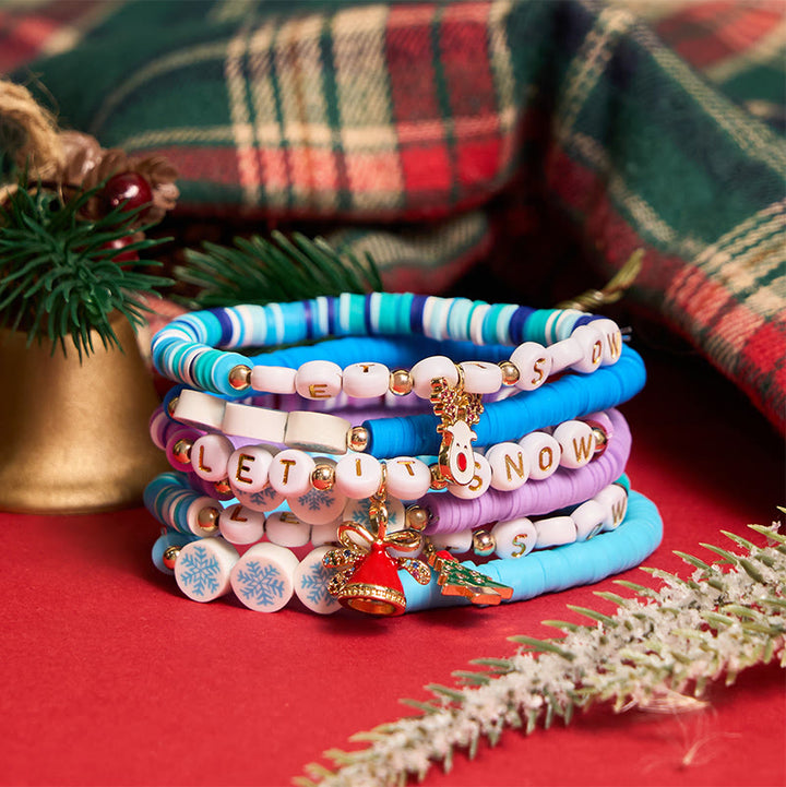 6 pulseras navideñas de copos de nieve con tarjeta de felicitación - image 2