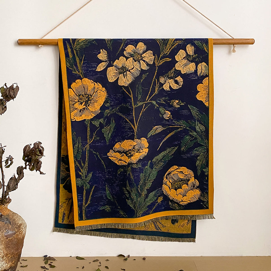 Bufanda tipo chal con flecos y estampado floral para mujer - Estilo #1 - image 1