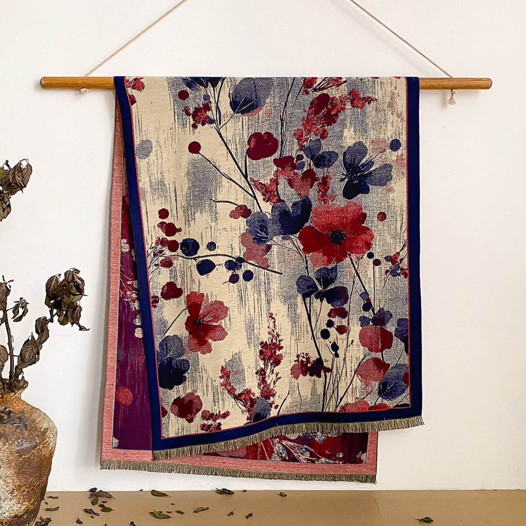 Bufanda tipo chal con flecos y estampado floral para mujer - Estilo #32 - image 32