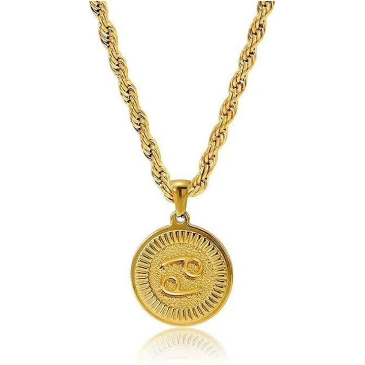 Collar con colgante de moneda con símbolo del zodíaco personalizado - Cáncer - image 4