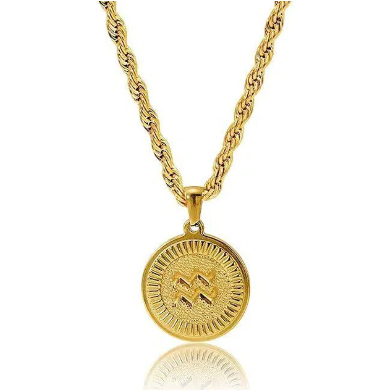 Collar con colgante de moneda con símbolo del zodíaco personalizado - Capricornio - image 10