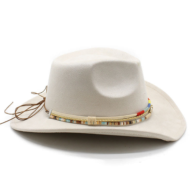 Sombrero de vaquero con ala de gamuza y ribete de cuentas para hombre - image 6