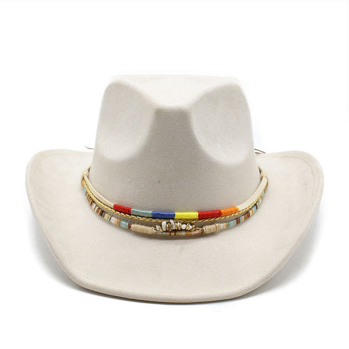 Sombrero de vaquero con ala de gamuza y ribete de cuentas para hombre - image 5