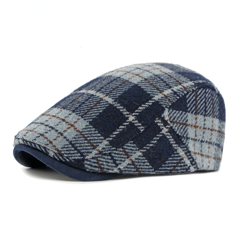 Boina de invierno vintage con estampado a cuadros para hombre - Azul marino - Ajustable (21 5/8"-23 1/4") - image 2