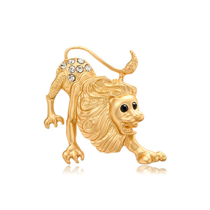 Broche de oro adornado con diamantes con el signo del zodíaco - León - image 9