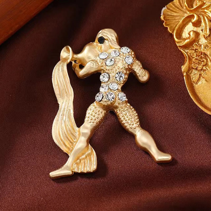 Broche de oro adornado con diamantes con el signo del zodíaco - image 21