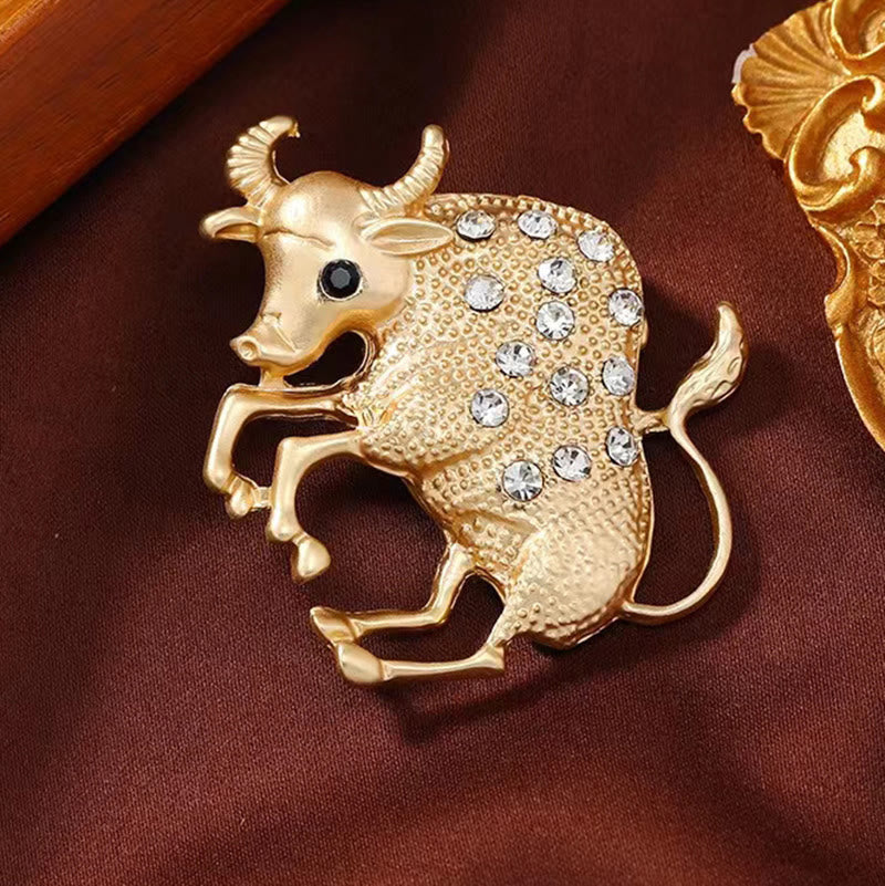 Broche de oro adornado con diamantes con el signo del zodíaco - image 4