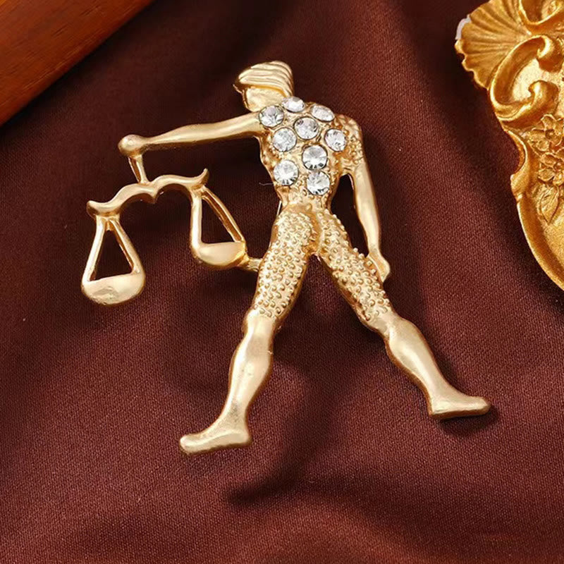 Broche de oro adornado con diamantes con el signo del zodíaco - image 14