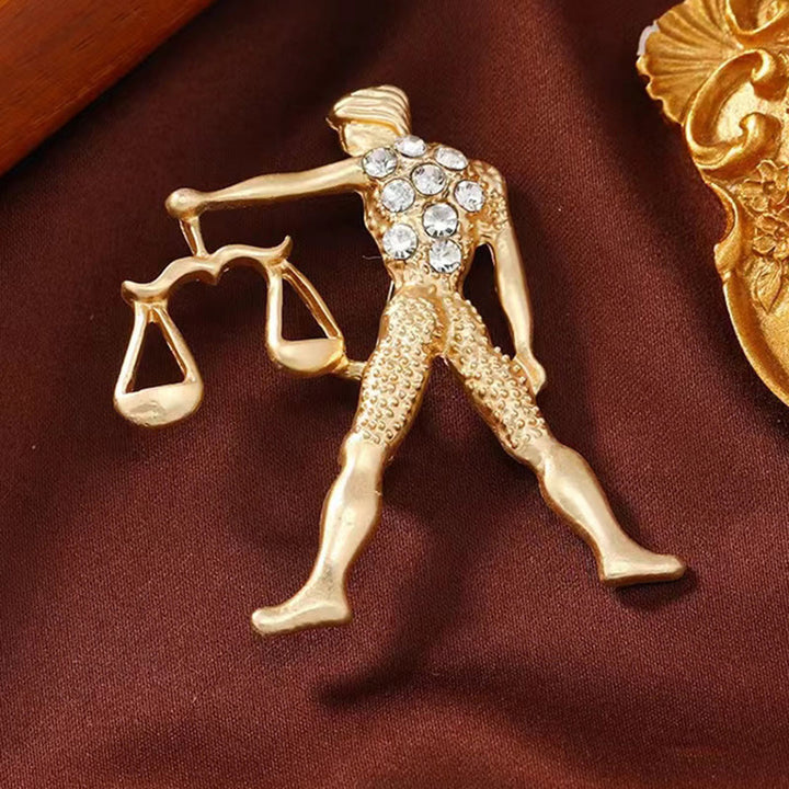 Broche de oro adornado con diamantes con el signo del zodíaco - image 14