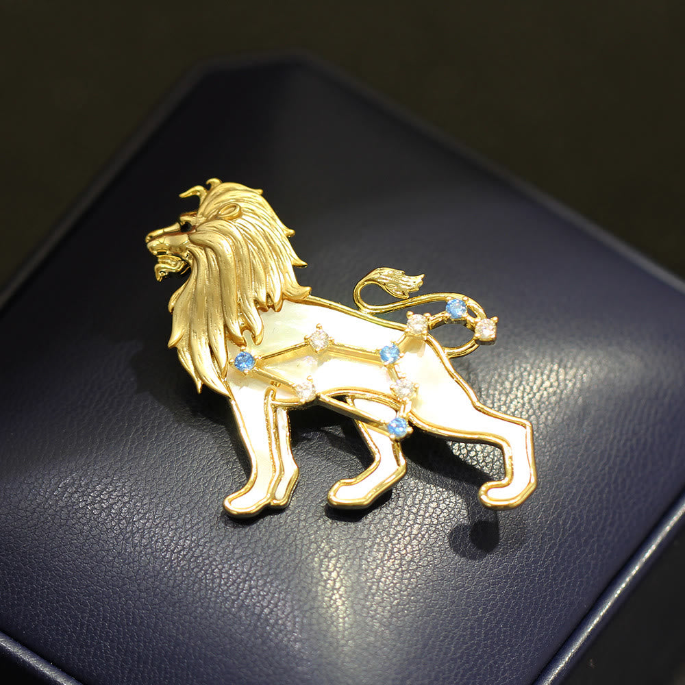 Broche de oro con nácar y cristal azul de las 12 constelaciones - image 9