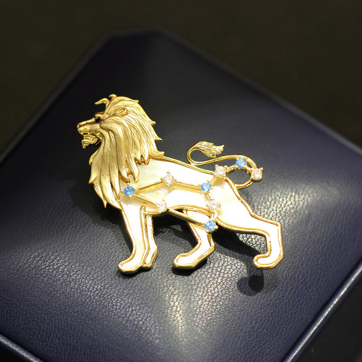 Broche de oro con nácar y cristal azul de las 12 constelaciones - image 9