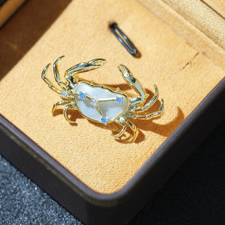 Broche de oro con nácar y cristal azul de las 12 constelaciones - image 7