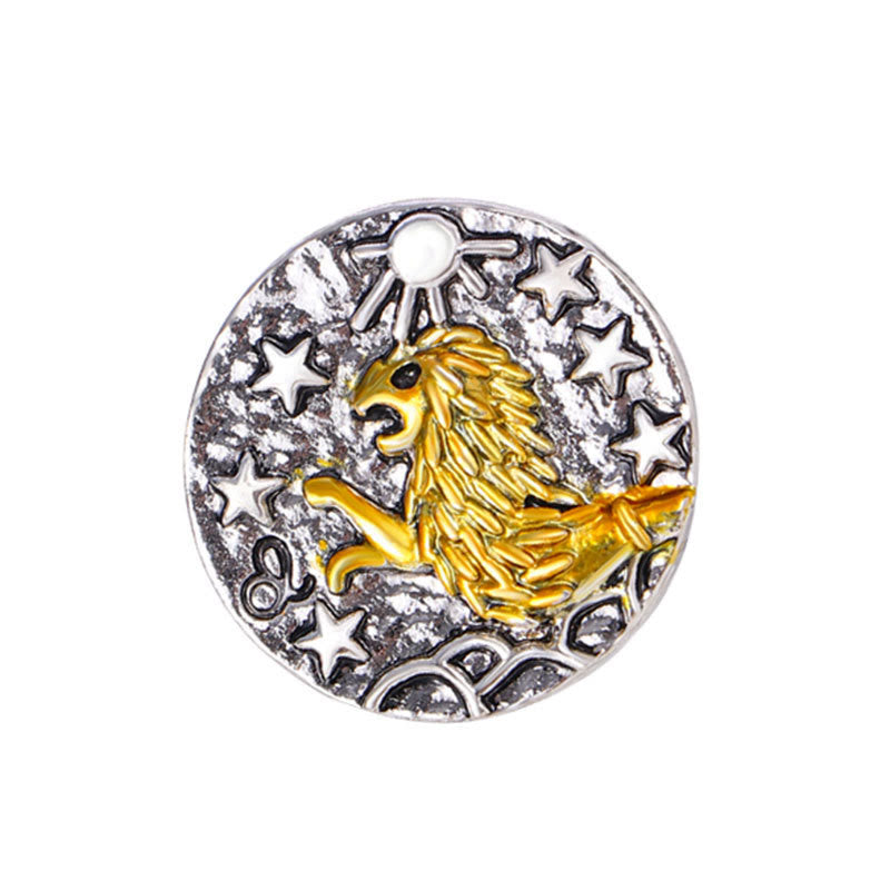 Botones de aleación redondos con estrellas retro del signo del zodíaco - León - image 6