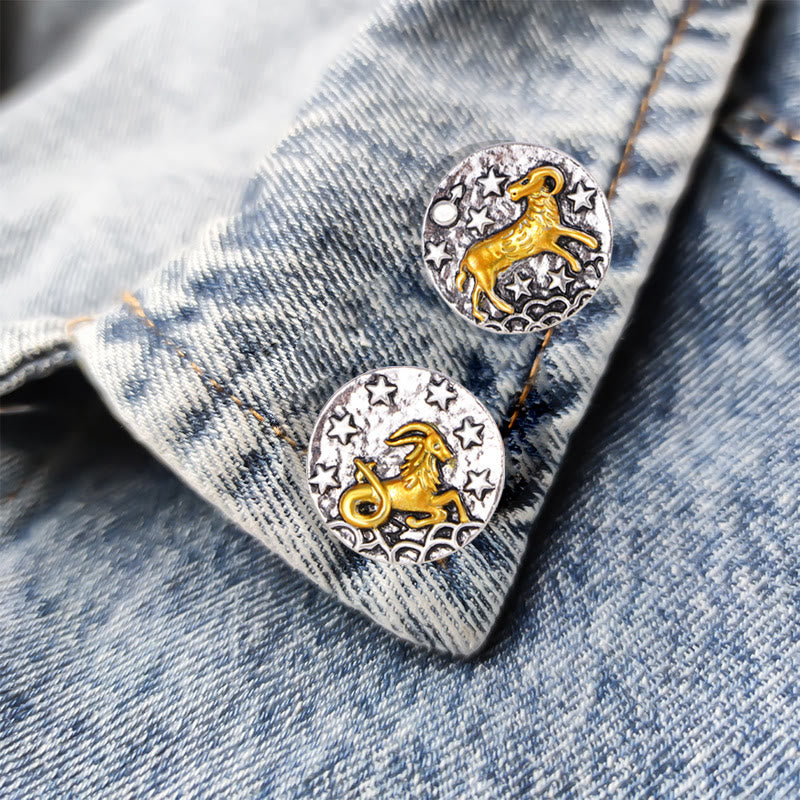Botones de aleación redondos con estrellas retro del signo del zodíaco - image 14