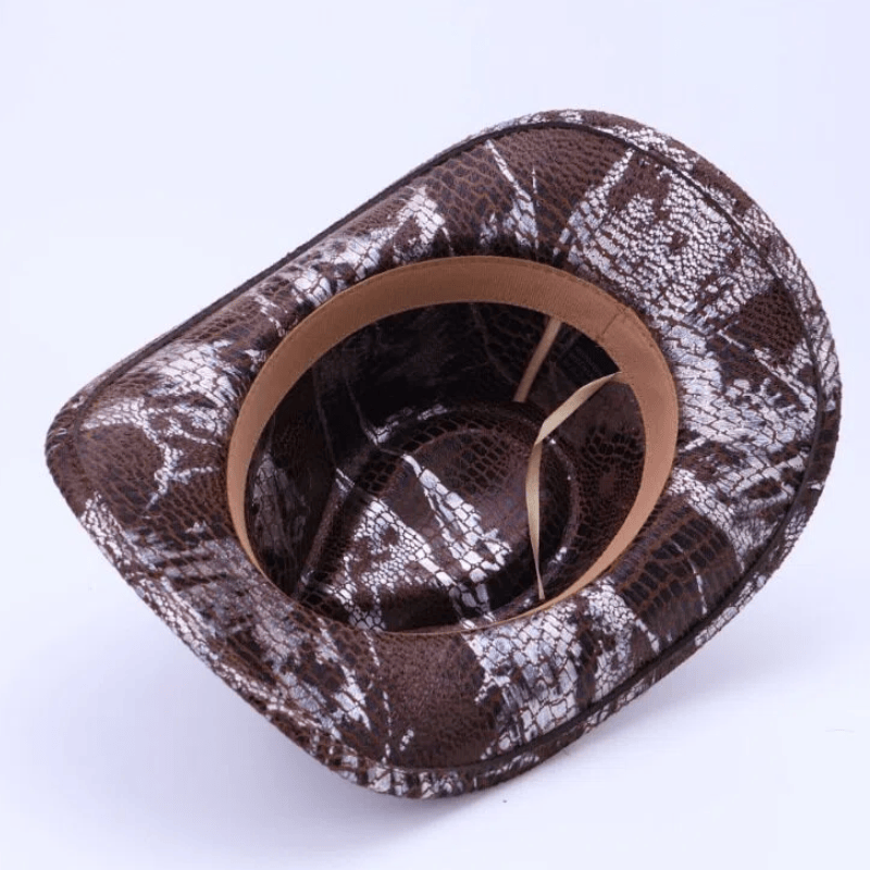Sombrero de vaquero con estampado de cocodrilo y cinturón negro turquesa para hombre - image 4